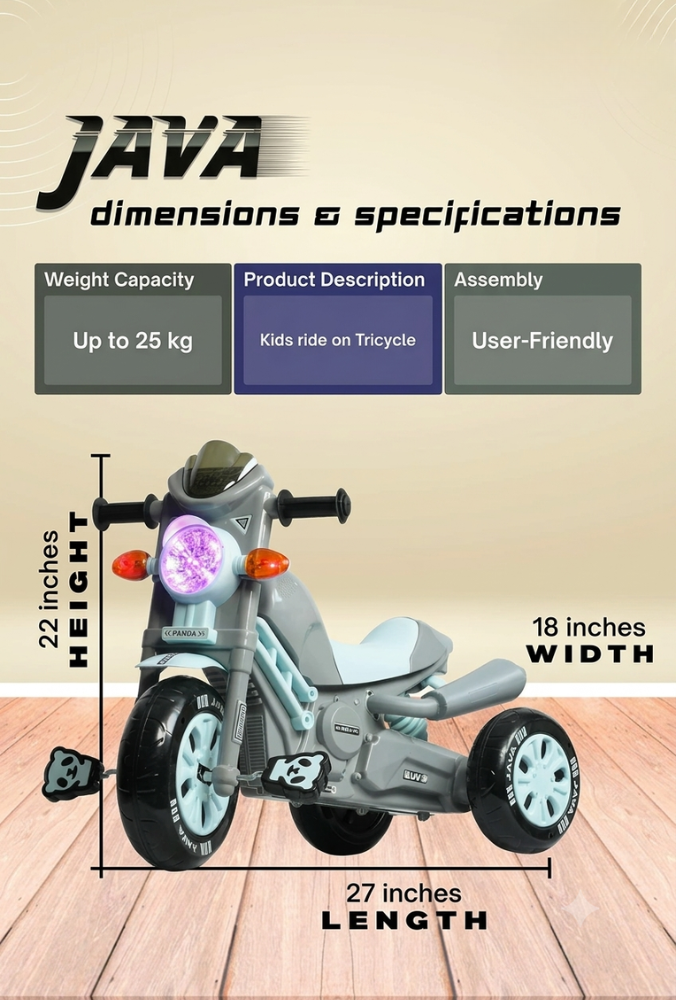 Panda Style Kids Tricycle with LED Headlight - Image 3