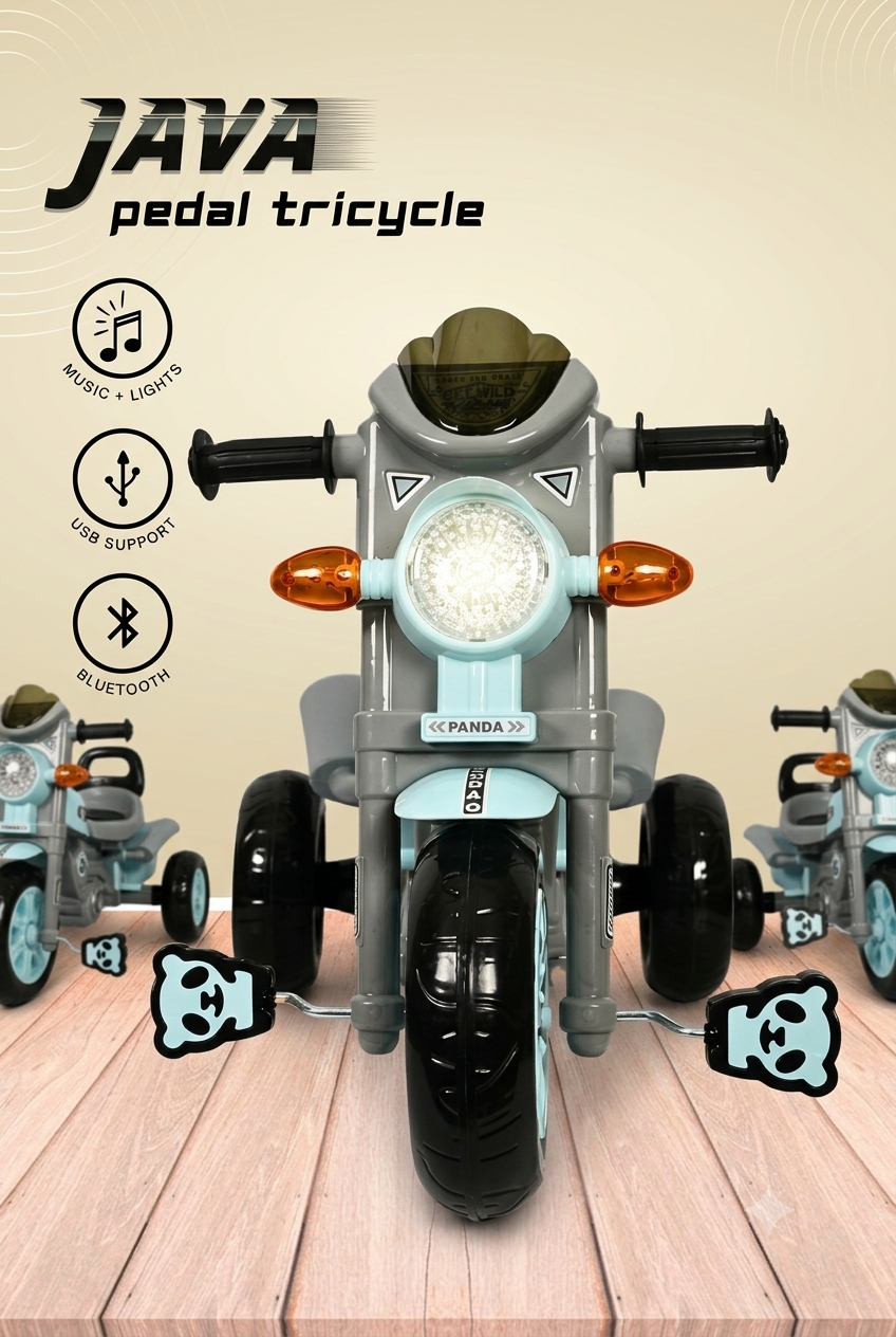 Panda Style Kids Tricycle with LED Headlight - Image 5
